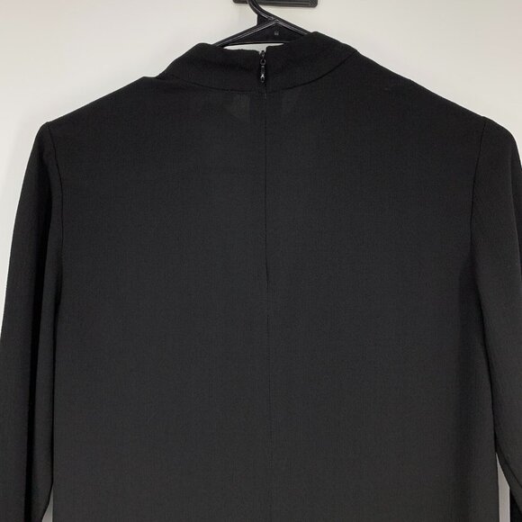 WAYF Top Black Long Sleeve Keyhole Choker V Neck Wrap Front Blouse - Picture 8 of 11